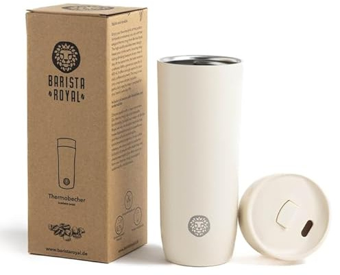 Barista Royal Kaffee Thermobecher aus Edelstahl - Kaffeebecher Coffee to go Becher - Tumbler - Summer Sand - 450ml