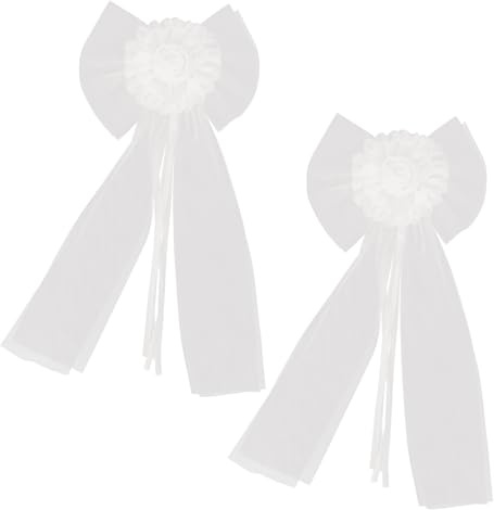 SOLUSTRE 2 Pezzi Decorazioni Matrimonio con in Tulle Bianco per Auto Nuziale e Sedie Resistente e Facile da Installare per Addobbi Romantici