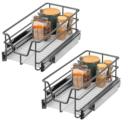 bremermann Set di 2 cassetti telescopici – 30 cm con ripiano, cassetto da cucina per aggiornare, completamente estraibile con guide telescopiche, ideale per cucina, bagno e camera da letto, in metallo