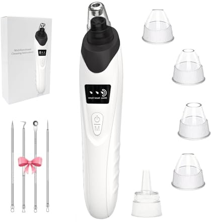 2025 Blackhead Remover Pore Vacuum,Facial Pore Cleaner-5 Suction Power,5 Probes,USB Rechargeable Blackhead Vacuum Kit Electric Acne Extractor Tool for Adult (Black)