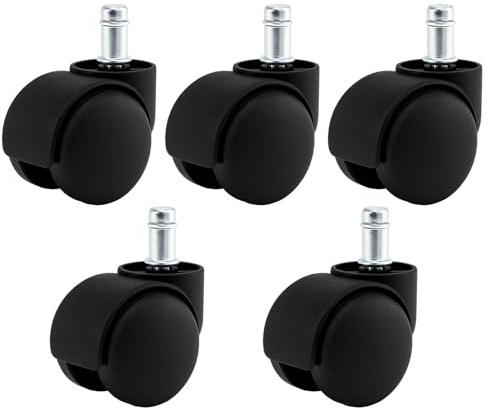 Office Chair Wheels, 5 Black 11mm Standard Size Nylon Swivel Casters for Office Chairs, Smooth Rolling Wheels Replacement for Hardwood Floors, It can Better Protect the Floor