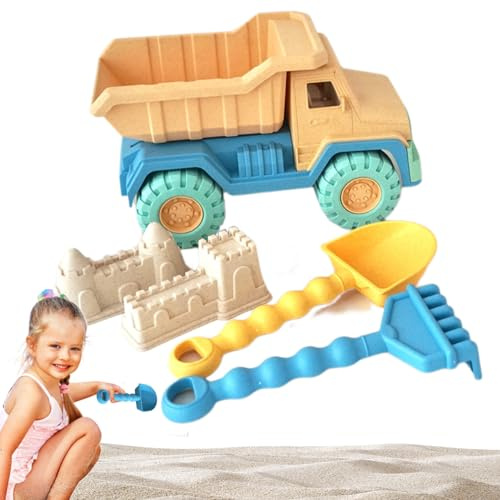 Kit per costruire castelli di sabbia - in non tossici, giocattolo da spiaggia sicuro per bambini | 2 per la sabbia del castello, giocattoli da spiaggia da viaggio, autocarro con