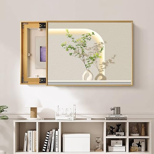 Hidden Electricity Meter Box Decorative Painting, Electrical Panel Cover for Home Decor, Breaker Box Pegboard Protection Cover, Crystal Film Surface(Gold 1,40 * 30cm/15.7 * 11.8in)