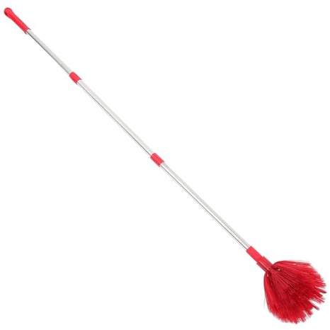 SAFIGLE Brosse à Poils Rigides pour Plafond Haut avec Manche Long 1,4 M Brosse Nettoyage Maison Polyvalente pour Toiles D’araignée et Poussière, Outil Solide Rouge pour Murs et Espaces