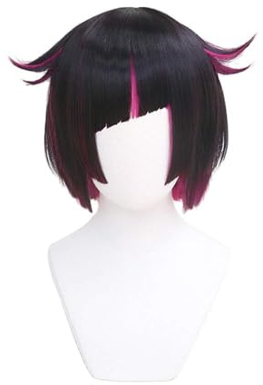 Lilia Vanrouge Wig Twisted Wonderland Perucken Anime Cosplay Cabello Corto Negro Perucke Chicos Hombres Niños Adolescentes Adultos Niñas Mujeres Peluca Halloween Fiesta