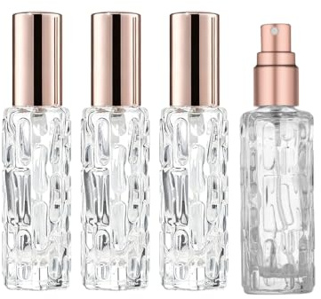 QEDBOJE Lot de 4 Flacons Parfum Vides Mini, Vaporisateur Rechargeable Anti-Fuites pour Échantillons et Voyage, Design Compact à Pulvérisation Ultra-fine Pratique