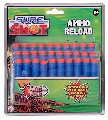 Toyland ® 30 Stück Sure Shot Munition Reload Kugeln - Dart Gun für Kinder ab 8 Jahren mit 30 Schaumstoffpfeilen