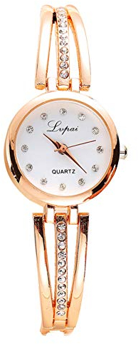 Walfront Uhren, Uhr Damen, Quarz Analoguhr, Dekoration Armband Schmuck, Armbanduhr für Damen, Rose Gold