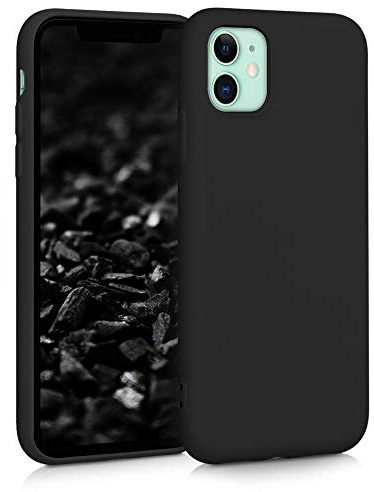 kwmobile Hülle kompatibel mit Apple iPhone 11 Hülle - gummierte TPU Silikon Handyhülle - Schutzhülle für kabelloses Laden - Case in Schwarz matt