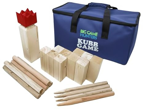 Kubb - Gioco da lancio a tutta altezza, motivo scacchi vichingo in una pratica borsa per il trasporto