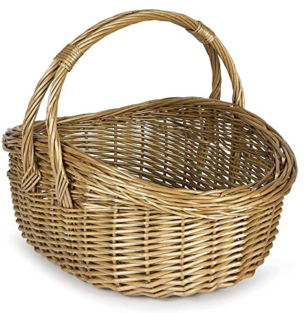 Wicker Cookery Shopping Basket - Traditional Shopper - Timeless Vintage Willow Basket Perfect for Strolls to the Market, Picnics and Garden Parties