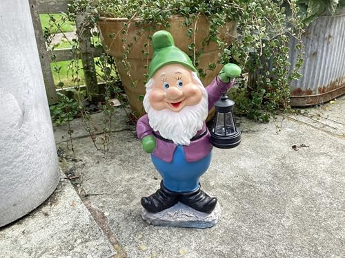 Gnome outdoor statue Garden Ornament Large glow in the dark garden Gnomes Solar Glow Sculpture Moon ligting Decorative Resin Figurine Home Decor GIFT (30.5cm Green Hat Solar)