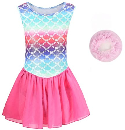 Cucudy Gymnastics Leotards for Girls Gradient rainbow Color Sparkle Dance Leotard Sleeveless Dancewear Girls Leotards Athletic Ballet Dance Dress Kids (Rainbow, 9-10 Years)