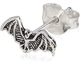 NKlaus Einzelohrstecker Fledermaus 925 Silber Antik Oxidiert 13x7mm Gothic Ohrring 12890