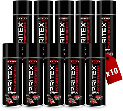 PRITEX Motorstarter Spray 10x 400ml, Starthilfespray für Benzin & Diesel