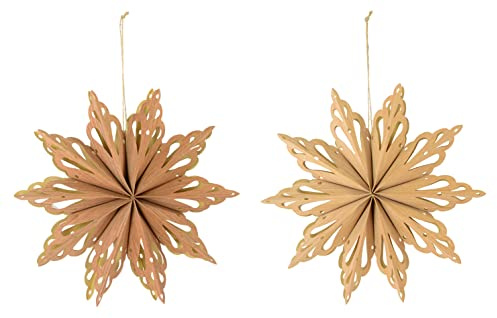 Riffelmacher 10524 - Stella da appendere, effetto legno, 30 x 10 cm, in carta, 2 colori assortiti, decorazione per Natale, inverno e Avvento, decorazione per finestra