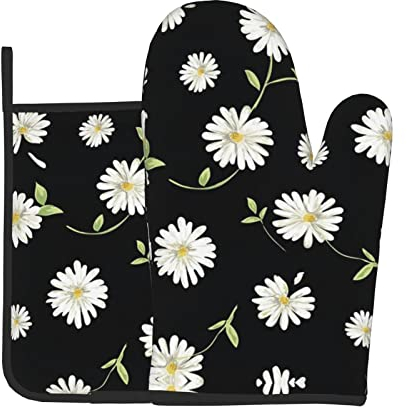 Daisy Ofenhandschuhe und Topflappen, 2 Stück, Hot Pan Matte, zum Kochen, Grillen, Küche Geschenk für Koch, Liebhaber, Mama