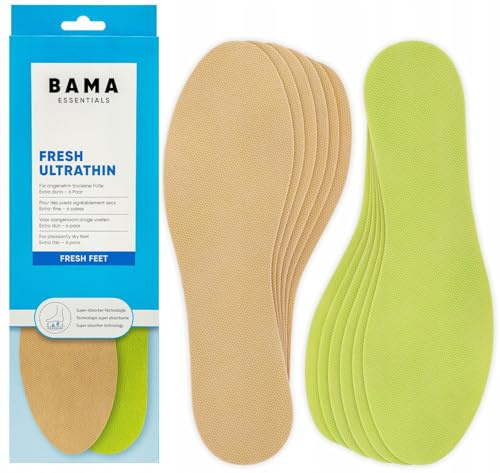 Bama Fresh Ultratunna Skosulor - Unisex Ultratunna Innersulor Dermatologiskt testade inlägg för fräscha fötter 6 par - 37/38 EUR