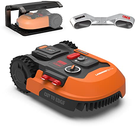 WORX WR165E Mähroboter Bundle für bis zu 500 m² – inkl. ACS Kollisionsschutz WA0860 & Garage WA0810 – App-Steuerung, AIA™ Navigation, automatischer Rasenmäher