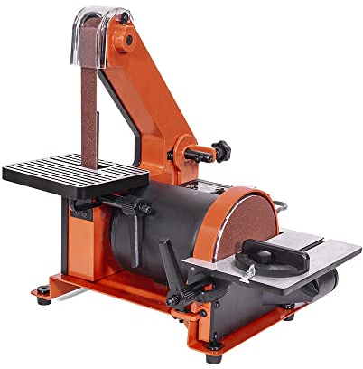 Toplionace 220V 350W Elektrischer Bandschleifer, 5 125mm Scheibenschleifer für Metall Holz Kunststoffband, 25x762mm, 2850 U/min