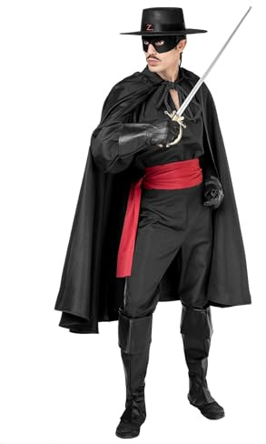 Maskworld Zorro Kostüm - Größe: S - Komplett-Kostüm des schwarzen Rächers für Karneval, Halloween & Motto-Party