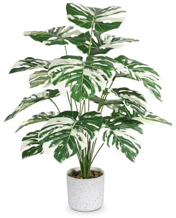 Sour Lemon 28 Fake Plants Large Tropical Palm Tree Artificial Monstera Faux Plant Tree in Pot for Indoor Outdoor Home Office Garden Decoration