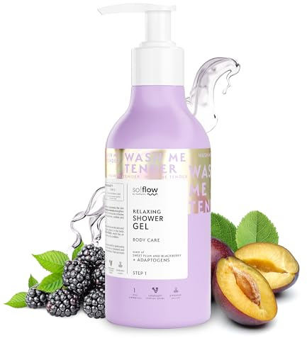 So!Flow Gel de Ducha suave para un baño relajante - Cuidado corporal con ingredientes naturales, Limpia profundamente y deja la piel fresca, Gel de el del cuerpo, Extracto natural de moras, Fragancia