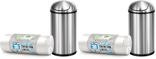 Ecobag 30 Heavy Duty Swing Bin Liners White EcoBag, 55Litre, (225) (Pack of 2)
