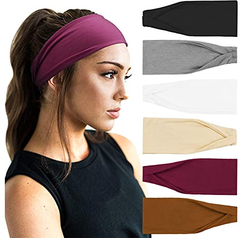 DRESHOW 6 Pièces Bandeau Cheveux pour Femme Yoga Courir Bandeaux Sport Entraînement Bandeaux Mignon Accessoire