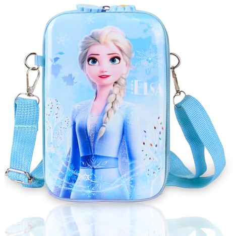 Borsa Tracolla Bambina Frozen, Borsetta Bambini Frozen, Borsa con Tracolla Regolabile, Cartone Borsetta Bambina (Blu)