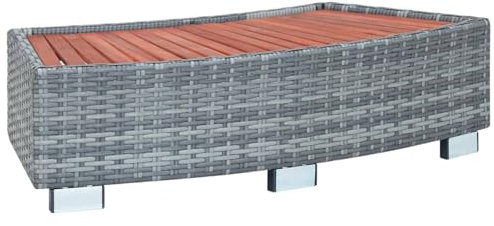 Sufrk Spa Step Grå Poly Rattan 92 x 45 x 25 cm, badtunna och spa utomhussteg | Universell användning | Halkfri | Tillbehör för badtunna | Bärbara husvagnssteg