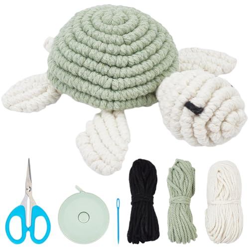 ORIGACH DIY Makramee Schildkröten Set für Anfänger, Handgefertigtes Schildkröten Ornament Set Mit Schritt Für Schritt Videoanleitung