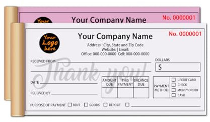 Blocco di fatture personalizzato da 8,4 x 17,5 cm, copia duplicata in carbonio, modulo per ricevute di vendita, libri senza carbone NCR in 2 parti, ricevute, ordini di lavoro, preventivi, moduli