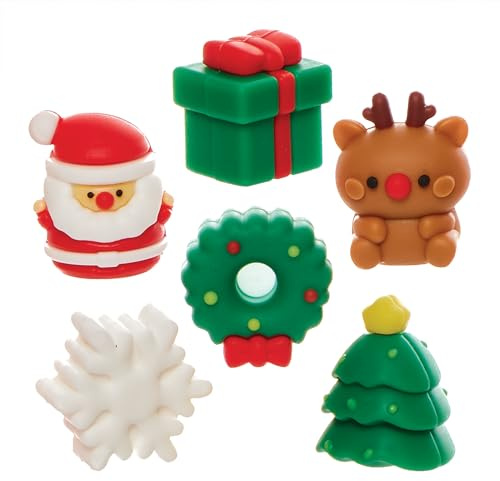 Baker Ross FN346 Weihnachtsradiergummis - 12er-Pack, Weihnachtliche Tütenfüller für Kinder