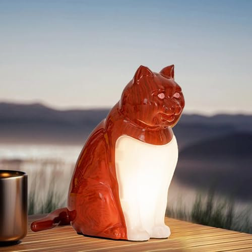 PASSHA Nachttischlampe Touch Dimmbar, LED Tischlampe Akku USB Aufladbar mit Fernsteuerung, Kabellose Tischleuchte mit Aromatherapie, Katze Lampe 3000K-6000K für Heim Dekoration Schlafzimmer,B