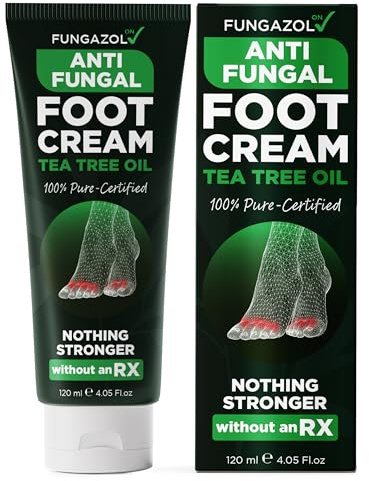 Foot Cream with Tea Tree Oil | Antifungal Cream to Soothes Cracked Heels, Dry Skin & Itchy Feet | Helps with Athlete’s Foot, Nail Fungus & Jock Itch | Relieves Itching & Burning | 4.05 fl oz
