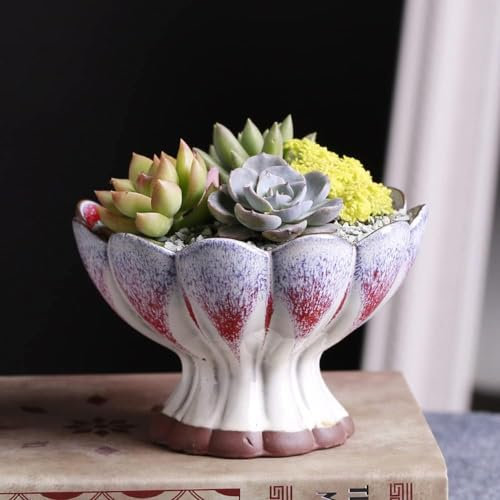 PUFAHAU Lila Sand Blumentopf Große Lotus Lampe Keramik Kleine Lotus Fleischige Platte Blumentopf Kreative Grüne Pflanze Topf Blume Gerät-A