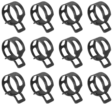 QUARKZMAN 12 Pcs de Abrazadera de Manguera de Resorte Tipo Banda de Acción de Combustible/Silicona para Tubo de Vacío, 22mm Abrazadera de Manguera de Resorte de Aire de Baja Presión, Negro