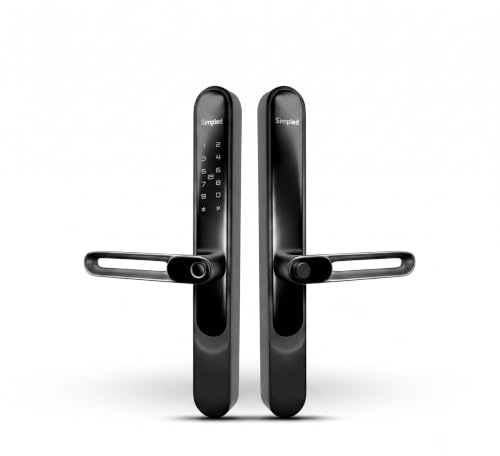 Simpled SS-BB with Built-in WiFi Bridge, Weatherproof SlimSeries Smart Lock Touch, 7-in-1, Fingerprint Keyless Security Entry Door Lock, Bluetooth Electronic Deadbolt, Smartphone Access- Black