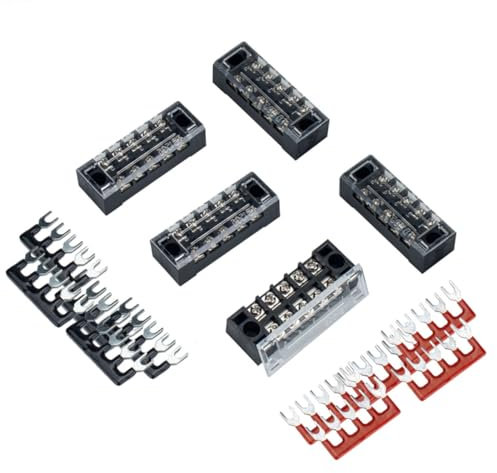 Didiseaon 5 Sets 5 Positions Dual Row Screw Terminal Blocks Electrical Terminal Strip Barrier Strip Wire Connector for Electrical Wiring
