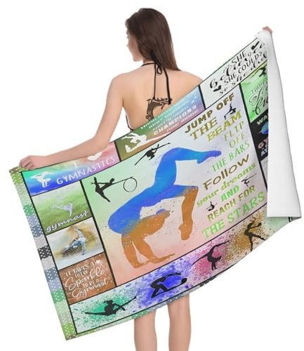 Leichong Telo Mare Microfibra 70x140 cm Ginnastica Artistica, Telo da Bagno in 3D Multicolore Asciugamano da Spiaggia da Asciugatura Rapida Assorbente per Palestra, Yoga