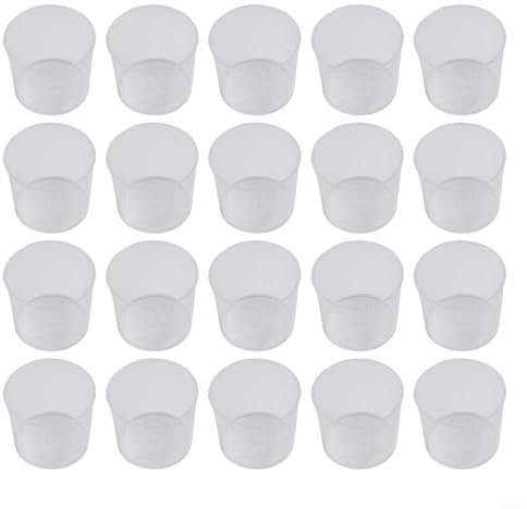 Yuanpgky 20 vasos de medicina, tazas medidoras, ollas de medicina, vasos graduados de plástico transparentes para cocina, herramienta de medición de medicamentos (20 ml)