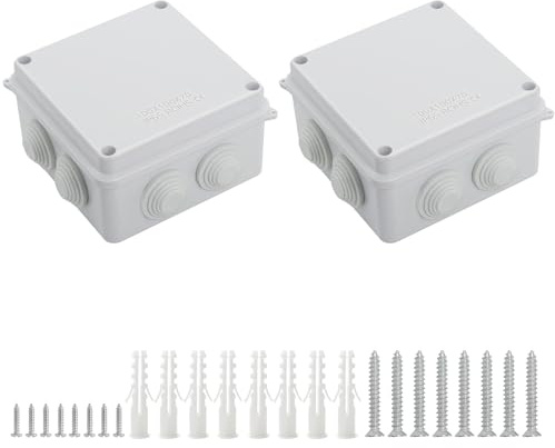 LeMotech ABS Kunststoff Staubdicht Wasserdicht IP65 Verteilerdose Universale Elektro-Projektgehäuse Weiß, Außenmaße 100 x 100 x 70 mm (2 Stück)