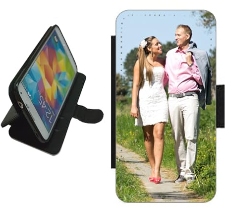 For Samsung Galaxy A20e personalised phone case wallet flip case photo on the front panel Black