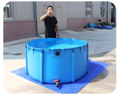 Genérico Tanque de Agua para acuicultura, Cisterna, Estructura de Acero, Lona de PVC multifunción, Estanque Temporal para Peces, Piscina Grande de Lona Plegable, Piscina elevada con Soporte de Acero,