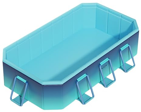 Above Ground Swimming Pool with Slide - Foldable Outdoor Kiddie Pool for Backyard Beach - Includes Patches and Sturdy Support - 5ft