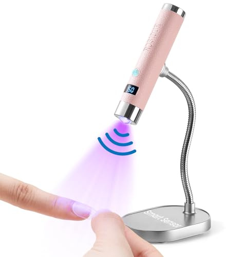 Mini lampada U/V per unghie in gel, ricaricabile e portatile, luce a LED per polimerizzazione con supporto, asciugatura rapida, lampada U/V con sensore automatico, per manicure domestica e salone