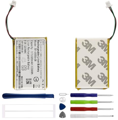 Duotipa 361-00056-08 Batterie de rechange 820 mAh compatible avec Garmin Camper 780, Camper 770 LMT-D, Drive 61 LMT-S, Dash Cam 35, DriveSmart 5 LMT, 55 MT-D, 55 MT-S EU avec kit d'outils de