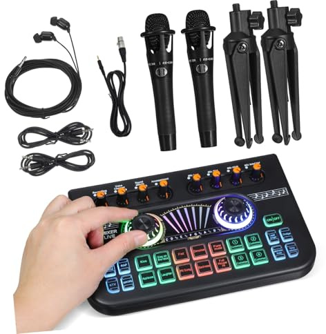 Milisten Kit de Equipo para Podcast con Micrófonos Tarjeta de Sonido para Dj para Grabación de Podcasts y Transmisión en Directo