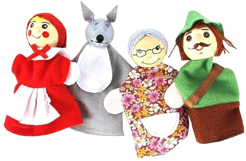 4 Stück/Set Handpuppen für Kinder, Rotkäppchen-Handpuppen-Spielzeug, interaktives Rollenspiel-Cartoon-Puppentheater für Kinder, Kleinkind-Geschenke, Geschichtenerzählen, Vorschulerziehung